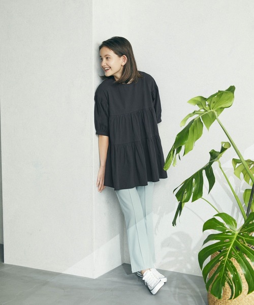 GLOBAL WORK（グローバルワーク）の「【AND YUA ANY】オトナ見えカットフレアパンツ/954629（その他パンツ・キッズ・ライトグレー/パープル系その他2/ライトグリーン・150cm/160cm）」の4枚目の写真