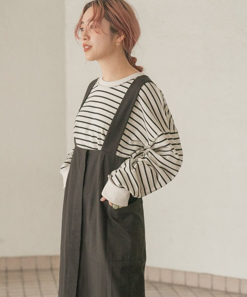 ITEMS URBANRESEARCH（アイテムズ アーバンリサーチ）の「2WAYジャンパースカート（ジャンパースカート・レディース・キャメル/ライトインディゴブルー/ブラック/インディゴブルー・FREE/SMALL）」の2枚目の写真