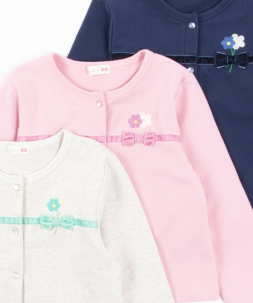 KP(ケーピー)の「リボン付きストレッチミニ裏毛ガーディガン(100-130cm)(カーディガン/ボレロ・キッズ・ピンク/オートミール/ブルー系その他・110cm/100cm/120cm/130cm)」の4枚目の写真