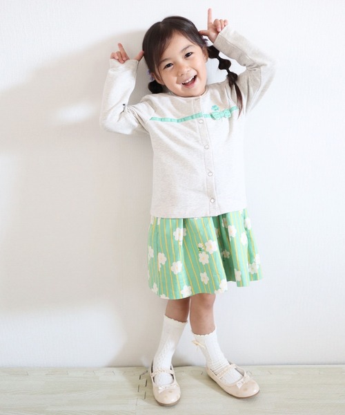 KP(ケーピー)の「リボン付きストレッチミニ裏毛ガーディガン(100-130cm)(カーディガン/ボレロ・キッズ・ピンク/オートミール/ブルー系その他・110cm/100cm/120cm/130cm)」の8枚目の写真