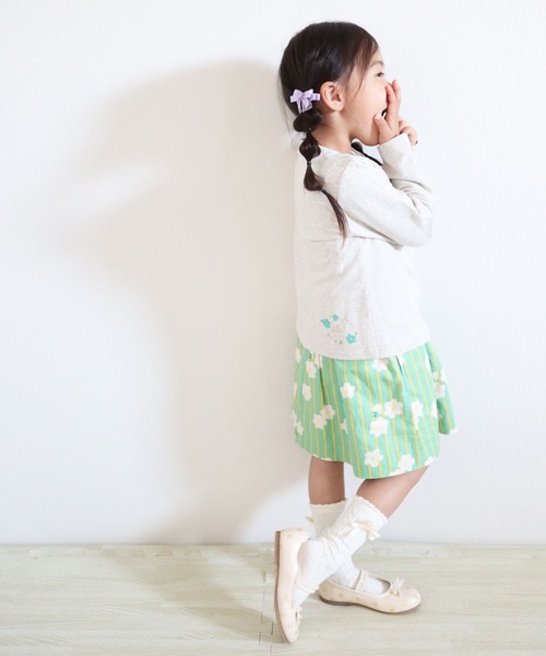 KP(ケーピー)の「リボン付きストレッチミニ裏毛ガーディガン(100-130cm)(カーディガン/ボレロ・キッズ・ピンク/オートミール/ブルー系その他・110cm/100cm/120cm/130cm)」の10枚目の写真