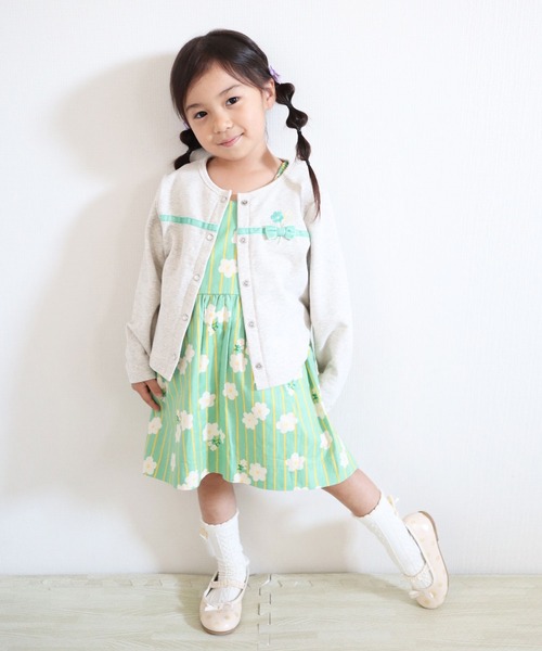 KP(ケーピー)の「リボン付きストレッチミニ裏毛ガーディガン(100-130cm)(カーディガン/ボレロ・キッズ・ピンク/オートミール/ブルー系その他・110cm/100cm/120cm/130cm)」の13枚目の写真