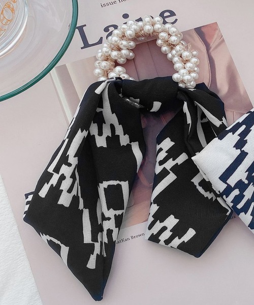 florist（フローリスト）の「トレンド透け感リボン×ホワイトパールヘアゴム（ヘアゴム・レディース・ホワイト系その他2/ピンク系その他2/ライトブラウン/ブラック系その他2/ホワイト系その他3/ライトブルー/ピンク系その他3/ブラック系その他3/ブラック系その他4/ホワイト系その他4/ブラック系その他5/ブラック系その他6・FREE）」の9枚目の写真