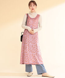 Ray BEAMS | Ray BEAMS / オパールプリント ノースリーブ ワンピース(ワンピース)