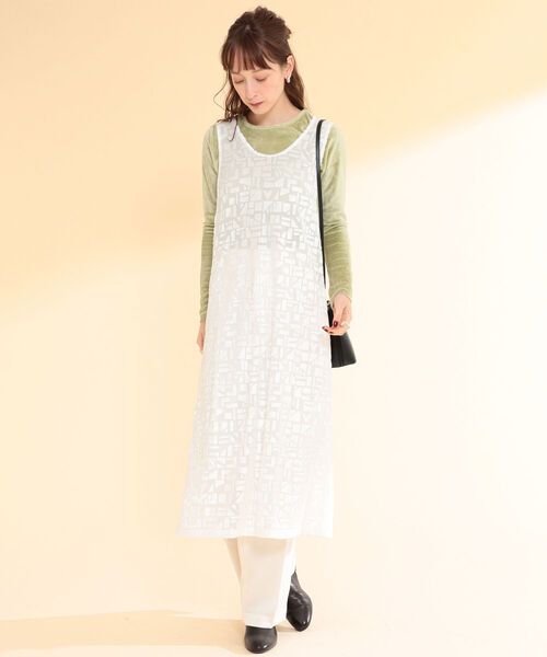 Ray BEAMS（レイビームス）の「Ray BEAMS / オパールプリント ノースリーブ ワンピース（ワンピース・レディース・グリーン系その他2/オレンジ/ホワイト・ONE SIZE）」の5枚目の写真