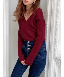 カシュクールニットトップス