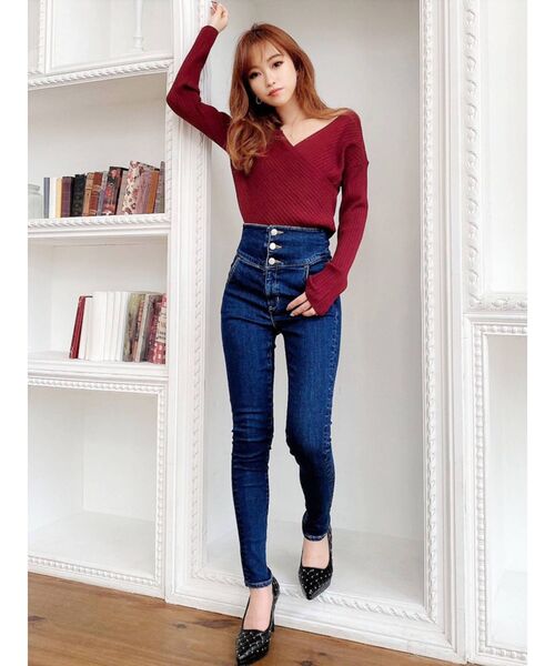 RESEXXY(リゼクシー)の「カシュクールニットトップス(ニット/セーター・レディース・ベージュ/レッド/ブラック/アイボリー・FREE)」の13枚目の写真