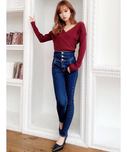 RESEXXY(リゼクシー)の「カシュクールニットトップス(ニット/セーター・レディース・ベージュ/レッド/ブラック/アイボリー・FREE)」の14枚目の写真