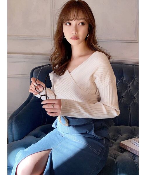 RESEXXY(リゼクシー)の「カシュクールニットトップス(ニット/セーター・レディース・ベージュ/レッド/ブラック/アイボリー・FREE)」の16枚目の写真