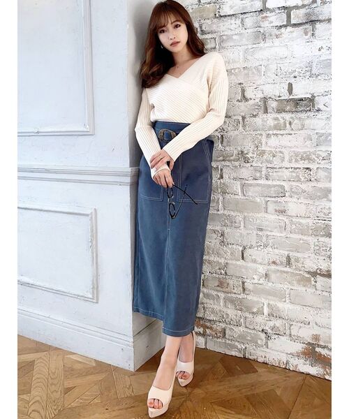 RESEXXY(リゼクシー)の「カシュクールニットトップス(ニット/セーター・レディース・ベージュ/レッド/ブラック/アイボリー・FREE)」の18枚目の写真