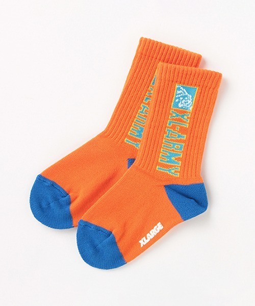 XLARGE KIDS（エクストララージキッズ）の「XL-ARMYロゴクルーソックス【日本製】（ソックス/靴下・キッズ・ホワイト/オレンジ/ブラック・13-15cm/15-17cm/17-19cm/19-21cm）」の3枚目の写真