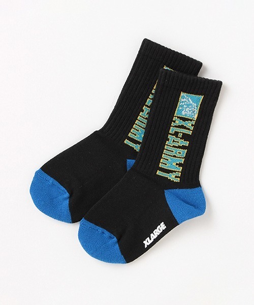 XLARGE KIDS（エクストララージキッズ）の「XL-ARMYロゴクルーソックス【日本製】（ソックス/靴下・キッズ・ホワイト/オレンジ/ブラック・13-15cm/15-17cm/17-19cm/19-21cm）」の2枚目の写真