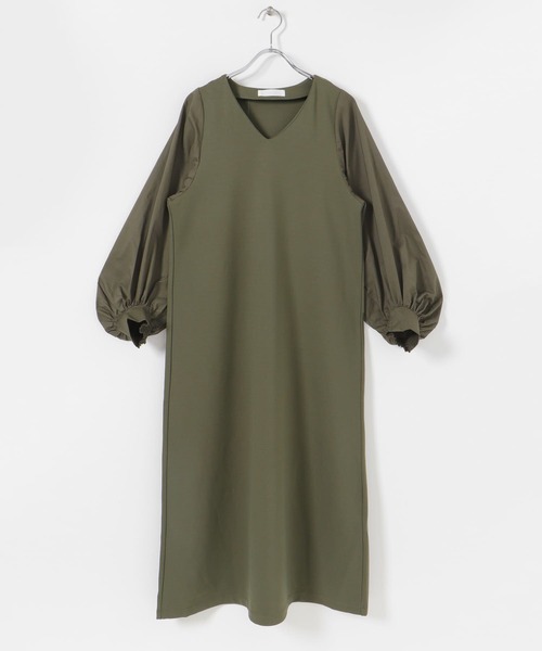 SENSE OF PLACE by URBAN RESEARCH(センスオブプレイスバイアーバンリサーチ)の「Vネックポンチワンピース(ワンピース・レディース・ベージュ/ネイビー/カーキ・ONE)」の5枚目の写真