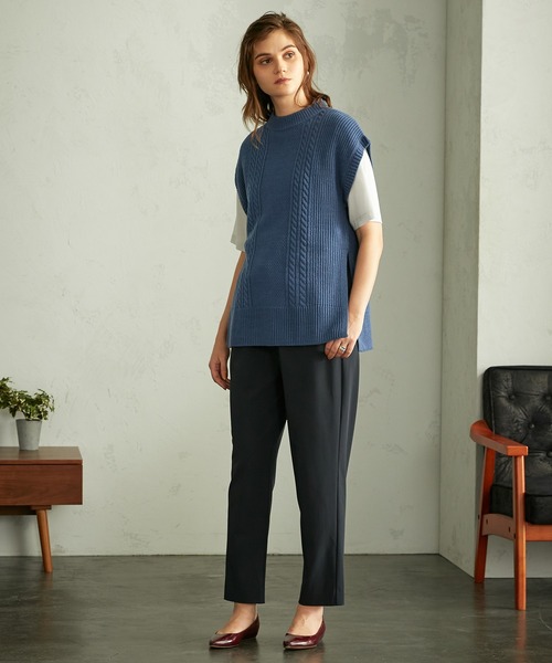 LE SOUK HOLIDAY（ルスークホリデー）の「タックテーパードパンツ（チノパンツ・レディース・ブラック/グリーン/モカ/ライトグレー/オレンジ/ネイビー・L/S/M）」の15枚目の写真