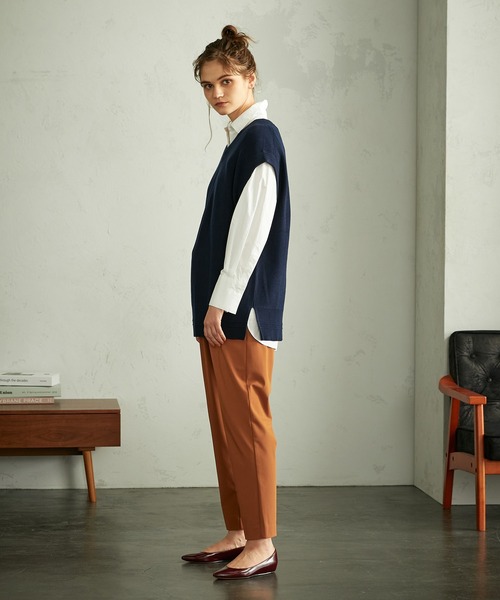 LE SOUK HOLIDAY（ルスークホリデー）の「タックテーパードパンツ（チノパンツ・レディース・ブラック/グリーン/モカ/ライトグレー/オレンジ/ネイビー・L/S/M）」の16枚目の写真