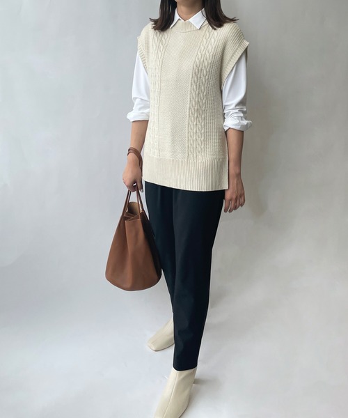 LE SOUK HOLIDAY（ルスークホリデー）の「タックテーパードパンツ（チノパンツ・レディース・ブラック/グリーン/モカ/ライトグレー/オレンジ/ネイビー・L/S/M）」の18枚目の写真