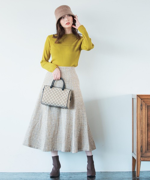 Andemiu（アンデミュウ）の「ツイードフレアスカート228257（スカート・レディース・ブラック/イエロー/ブルー/グレー・SMALL/MEDIUM）」の5枚目の写真