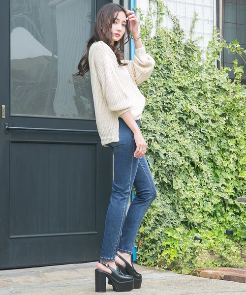 Newlyme(ニューリーミー)の「美脚デニムストレッチスキニーパンツ(デニムパンツ・レディース・ライトグレー/ブラック/グレー/インディゴブルー/ブラック系その他/ライトインディゴブルー・SMALL/MEDIUM/LARGE/X-LARGE/XX-LARGE)」の14枚目の写真