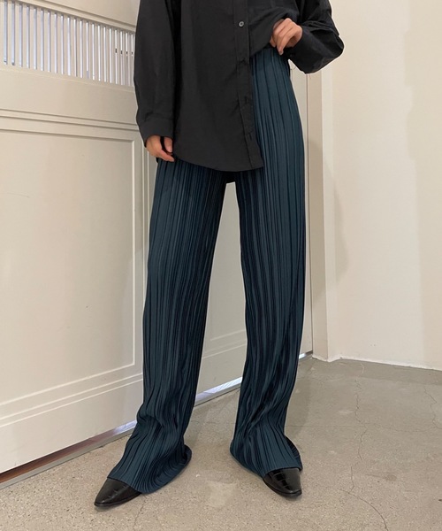 Didot.showroom（ディドット ショールーム）の「【DIDOT.】セルフカットプリーツパンツ（その他パンツ・レディース・ブラック/グレー/カーキ/アイボリー/ブルーグリーン・FREE）」の5枚目の写真