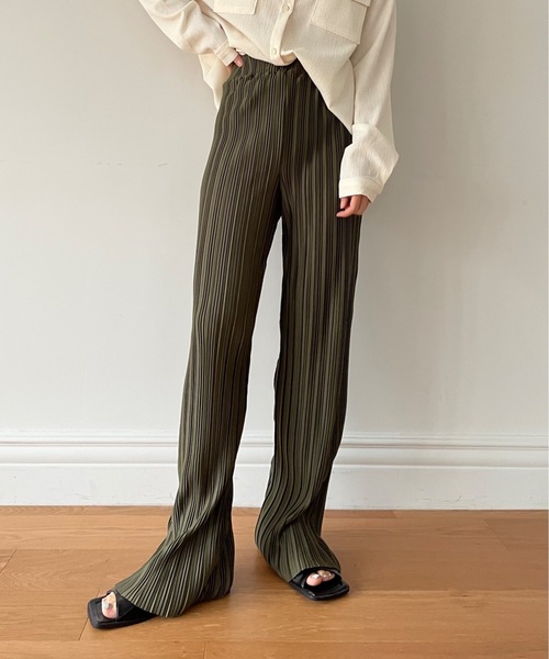 Didot.showroom（ディドット ショールーム）の「【DIDOT.】セルフカットプリーツパンツ（その他パンツ・レディース・ブラック/グレー/カーキ/アイボリー/ブルーグリーン・FREE）」の4枚目の写真