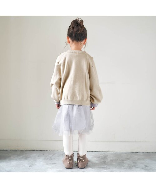 apres les cours（アプレレクール）の「ぽんぽんカーディガン（カーディガン/ボレロ・キッズ・ライトグレー/アイボリー・90/100/120/140）」の13枚目の写真