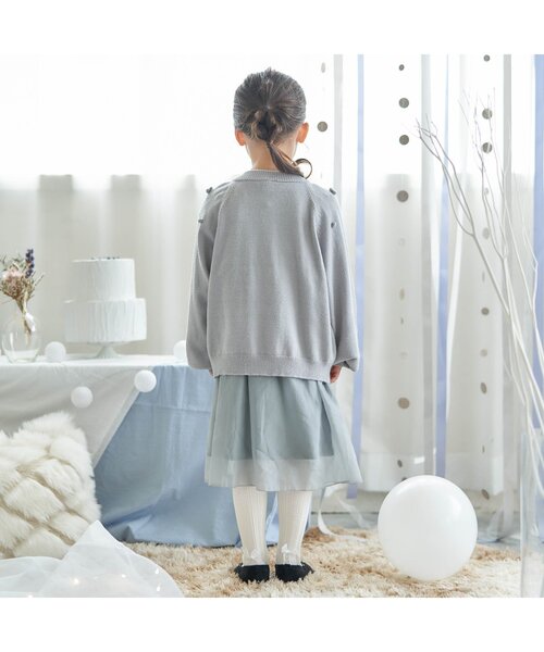apres les cours（アプレレクール）の「ぽんぽんカーディガン（カーディガン/ボレロ・キッズ・ライトグレー/アイボリー・90/100/120/140）」の3枚目の写真