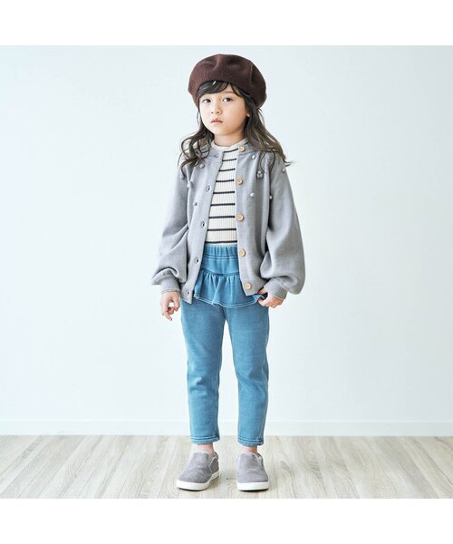 apres les cours（アプレレクール）の「ぽんぽんカーディガン（カーディガン/ボレロ・キッズ・ライトグレー/アイボリー・90/100/120/140）」の7枚目の写真