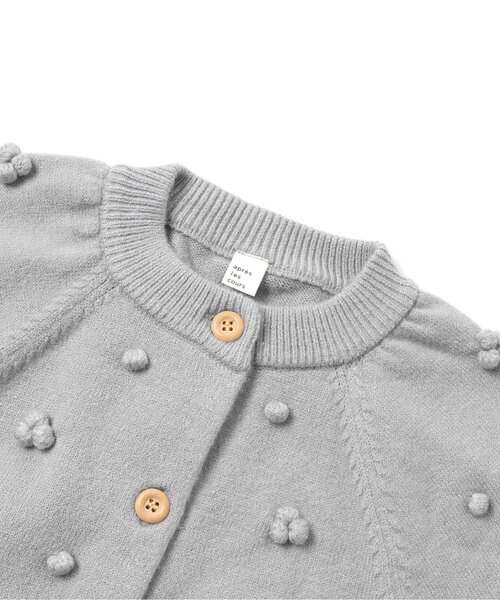 apres les cours（アプレレクール）の「ぽんぽんカーディガン（カーディガン/ボレロ・キッズ・ライトグレー/アイボリー・90/100/120/140）」の4枚目の写真