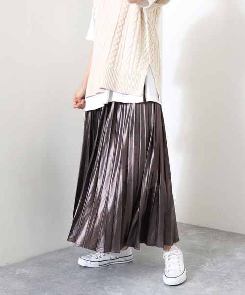 archives（アルシーヴ）の「グリッタープリーツスカート（スカート・レディース・ゴールド/ブラウン/ブラック・MEDIUM）」の13枚目の写真