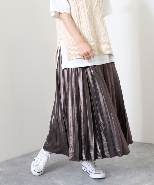archives（アルシーヴ）の「グリッタープリーツスカート（スカート・レディース・ゴールド/ブラウン/ブラック・MEDIUM）」の4枚目の写真