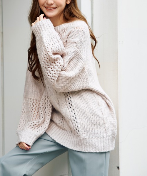 MIIA（ミーア）の「甘えんぼニット（ニット/セーター・レディース・ライトグレー/パープル/イエロー/オフホワイト・FREE）」の12枚目の写真