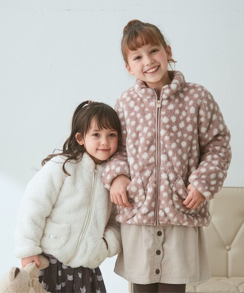 ANY（エニィ）の「ネコポケット 両面フリース ブルゾン（ブルゾン・キッズ・アイボリー系/ピンク系/ブラウン系5/ライラック系/ライトグリーン系・140/150）」の7枚目の写真