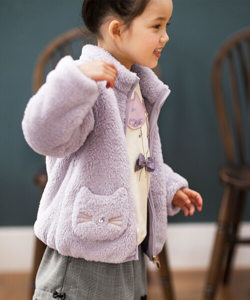 ANY（エニィ）の「ネコポケット 両面フリース ブルゾン（ブルゾン・キッズ・アイボリー系/ピンク系/ブラウン系5/ライラック系/ライトグリーン系・140/150）」の9枚目の写真