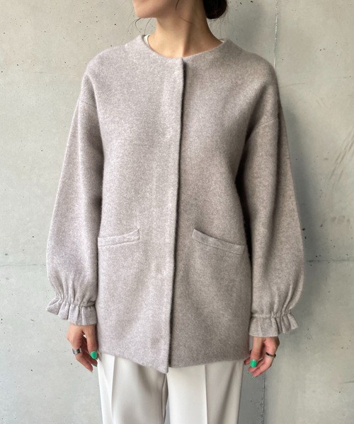 CAPRICIEUX LE'MAGE（カプリシューレマージュ）の「ラクーンMIXニットブルゾン（ブルゾン・レディース・ブラック/グレイッシュベージュ・FREE）」の6枚目の写真