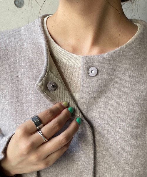 CAPRICIEUX LE'MAGE（カプリシューレマージュ）の「ラクーンMIXニットブルゾン（ブルゾン・レディース・ブラック/グレイッシュベージュ・FREE）」の3枚目の写真