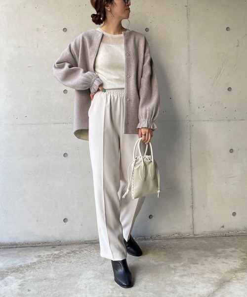 CAPRICIEUX LE'MAGE（カプリシューレマージュ）の「ラクーンMIXニットブルゾン（ブルゾン・レディース・ブラック/グレイッシュベージュ・FREE）」の4枚目の写真