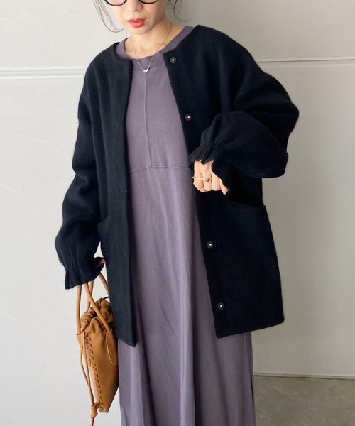 CAPRICIEUX LE'MAGE（カプリシューレマージュ）の「ラクーンMIXニットブルゾン（ブルゾン・レディース・ブラック/グレイッシュベージュ・FREE）」の21枚目の写真