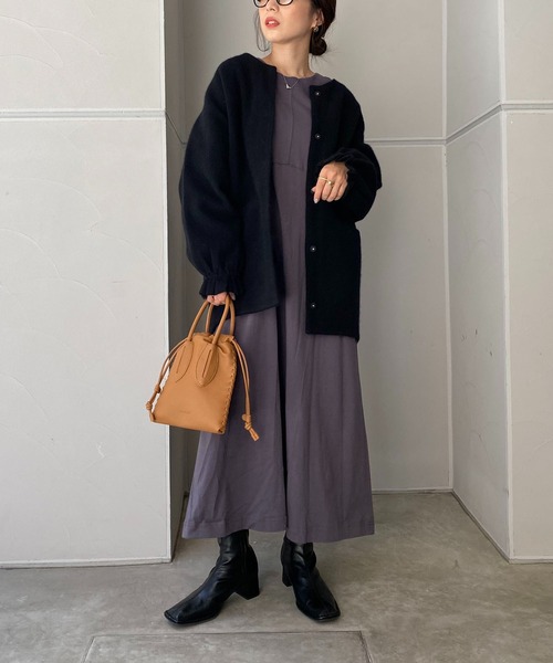 CAPRICIEUX LE'MAGE（カプリシューレマージュ）の「ラクーンMIXニットブルゾン（ブルゾン・レディース・ブラック/グレイッシュベージュ・FREE）」の12枚目の写真