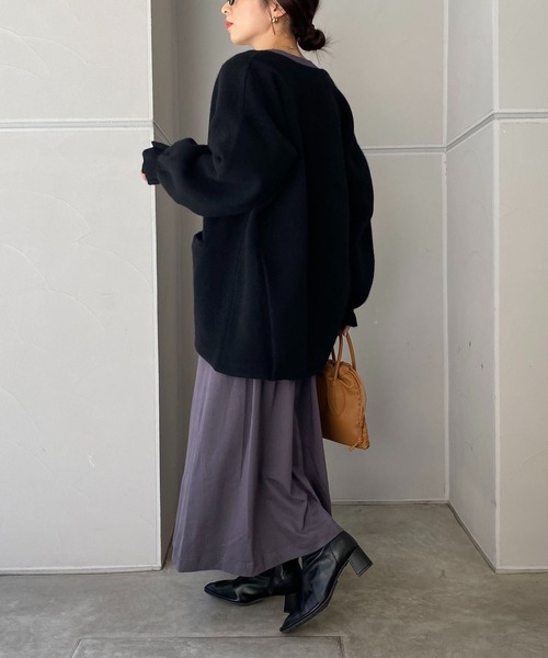 CAPRICIEUX LE'MAGE（カプリシューレマージュ）の「ラクーンMIXニットブルゾン（ブルゾン・レディース・ブラック/グレイッシュベージュ・FREE）」の5枚目の写真