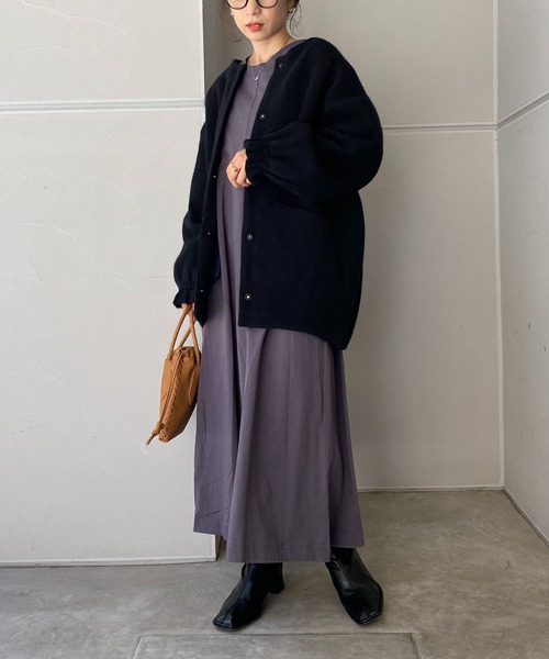 CAPRICIEUX LE'MAGE（カプリシューレマージュ）の「ラクーンMIXニットブルゾン（ブルゾン・レディース・ブラック/グレイッシュベージュ・FREE）」の9枚目の写真