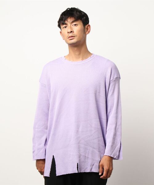 VIBGYOR（ヴィブジョー）の「【Re:one】-NINE NUTS-  GRUNGE KNIT TEE(MA)（ニット/セーター・メンズ・オリーブ/ラベンダー・FREE）」の17枚目の写真