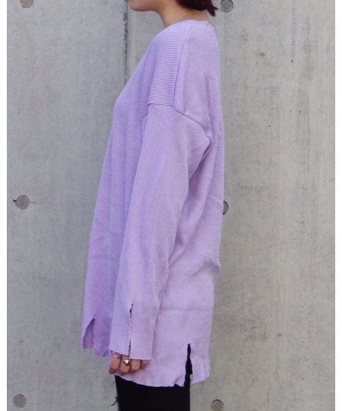 VIBGYOR（ヴィブジョー）の「【Re:one】-NINE NUTS-  GRUNGE KNIT TEE(MA)（ニット/セーター・メンズ・オリーブ/ラベンダー・FREE）」の14枚目の写真