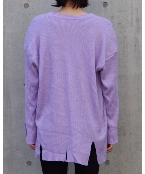 VIBGYOR（ヴィブジョー）の「【Re:one】-NINE NUTS-  GRUNGE KNIT TEE(MA)（ニット/セーター・メンズ・オリーブ/ラベンダー・FREE）」の15枚目の写真
