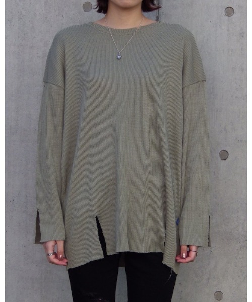 VIBGYOR（ヴィブジョー）の「【Re:one】-NINE NUTS-  GRUNGE KNIT TEE(MA)（ニット/セーター・メンズ・オリーブ/ラベンダー・FREE）」の21枚目の写真