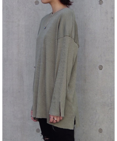 VIBGYOR（ヴィブジョー）の「【Re:one】-NINE NUTS-  GRUNGE KNIT TEE(MA)（ニット/セーター・メンズ・オリーブ/ラベンダー・FREE）」の22枚目の写真