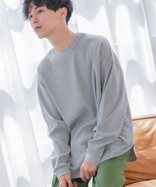improves（インプローブス）の「ワッフル ラウンド ロンT（Tシャツ/カットソー・メンズ・ブラック/ダークブラウン/ネイビー/グレー/杢グレー/ナチュラル/グレイッシュベージュ・MEDIUM/LARGE）」の4枚目の写真