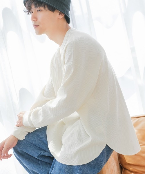 improves（インプローブス）の「ワッフル ラウンド ロンT（Tシャツ/カットソー・メンズ・ブラック/ダークブラウン/ネイビー/グレー/杢グレー/ナチュラル/グレイッシュベージュ・MEDIUM/LARGE）」の5枚目の写真