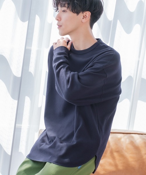 improves（インプローブス）の「ワッフル ラウンド ロンT（Tシャツ/カットソー・メンズ・ブラック/ダークブラウン/ネイビー/グレー/杢グレー/ナチュラル/グレイッシュベージュ・MEDIUM/LARGE）」の7枚目の写真