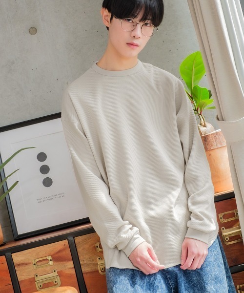 improves（インプローブス）の「ワッフル ラウンド ロンT（Tシャツ/カットソー・メンズ・ブラック/ダークブラウン/ネイビー/グレー/杢グレー/ナチュラル/グレイッシュベージュ・MEDIUM/LARGE）」の17枚目の写真