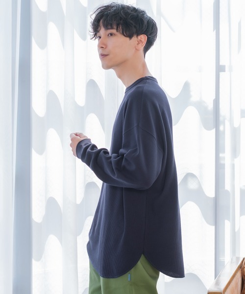improves（インプローブス）の「ワッフル ラウンド ロンT（Tシャツ/カットソー・メンズ・ブラック/ダークブラウン/ネイビー/グレー/杢グレー/ナチュラル/グレイッシュベージュ・MEDIUM/LARGE）」の10枚目の写真